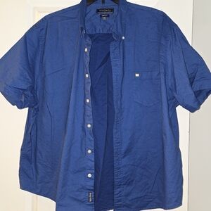Crown & Ivy Classic Fit Blue Short Sleeve Button Up Shirt Men's Size XXL
